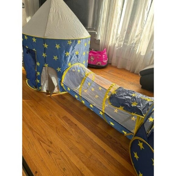 3pc Kids Play Tent for Boys with Ball Pit, Crawl Tunnel - Picture 2 of 3